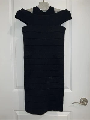 Vestido Stella McCartney Negro Tejido Fuera del Hombro Halter Seda/Lino 40 Leer Foto 1 de 4