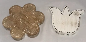 NEU 2er Set Adams & Co Holz Blumenausschnitte. Tulpe ist doppelseitig. - Bild 1 von 10