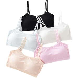 5 Pack Padded Crop Tops Comfort Girls Training Bras Sports Bras for 10-15 Years - Picture 1 of 11