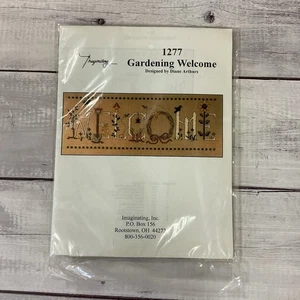 Kit punto croce immaginario giardinaggio insegna di benvenuto #1277 fiori ricamo - Foto 1 di 3