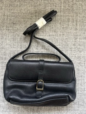 Wilson Vintage Y2K Cartera Bolso de Cuero Negro Bandolera de Hombro Mini Cartera Guijarro Foto 1 de 4