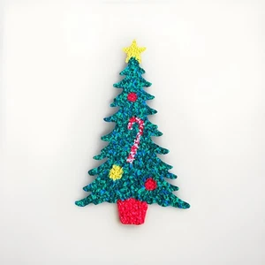 Vintage geschmolzen Popcorn Kunststoff Weihnachtsbaum Wandbehang Feiertag Dekor 24" - Bild 1 von 7