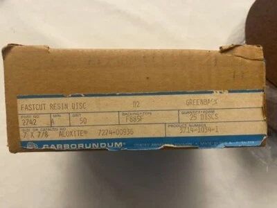  CARBOUNDUM   #3714-1034-1    7" X 7/8" / 50 GRIT "ALOXITE"  FASTCUT RESIN DISCS - Image 1 of 4