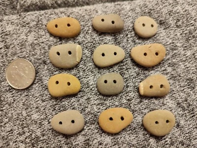 12 Pebble Buttons For Crafts, 1.5mm holes - Image 1 of 4