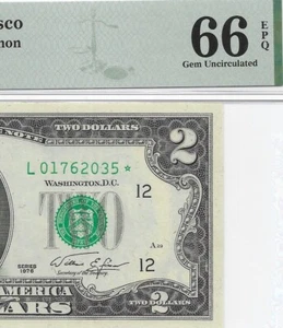 1976 $2 SAN FRANCISCO * STAR * ⭐️ FRN. PMG Gem Uncirculated 66 EPQ Banknote - Picture 1 of 3