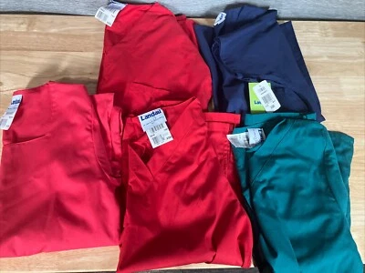 Nuevo con etiquetas Blusa Médica Landau Mujer Lote de 5 Muchos Colores/Estilos Sólidos Todas las Tallas XS Foto 1 de 4