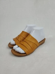 Miz Mooz Slide Sandals Womens Size 6 Yellow Leather Open Toe Slip On Casual - Picture 1 of 9
