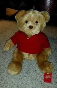 NEW P.S. AERO Aeropostale Teddy Bear holiday plush red Polo shirt 15" NWT #K4 - Picture 1 of 5