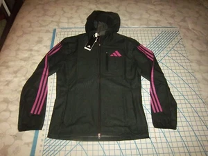 MENS SMALL ADIDAS BLACK/PINK MARATHON JACKET - NWT - Picture 1 of 4