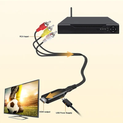 Adapter HDTV Cable Converter 3 RCA To HDMI Audio Video AV Component 1080P 1m ~ - Image 1 of 4