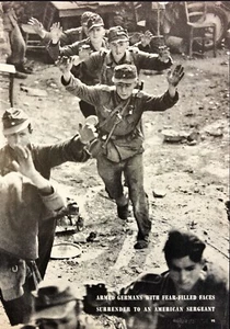 1944 Armed Germans Surrender to American Sergeant WWII Magazine Print - Picture 1 of 6