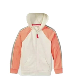 Cat & Jack Girl's Unicorn Hooded Zip Up Fleece Size S (6/6x) Almond Cream/Peach - Picture 1 of 5