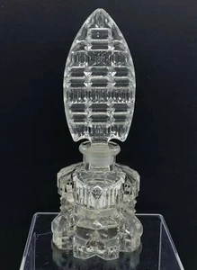 Imperial Glass Geometic Motif Stopper Pressed Glass Perfume Bottle - Picture 1 of 6