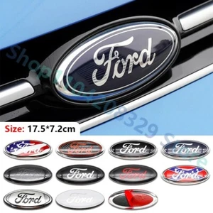 175×72 mm Ford Oval Emblem Schwarz Chrom PASST FÜR TRANSIT RANGER vorne & hinten - Bild 1 von 12