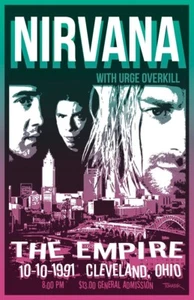 Nirvana 1991 Cleveland Concert Poster 11 X 17 Framed - Picture 1 of 2