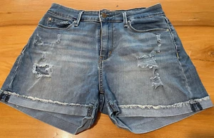 Levi's Strauss & Co Signature High Rise Blue Jean Shorts Distressed Size 8-w29 - Picture 1 of 10