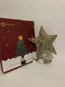 Gold Wire Glitter Star Christmas Tree Topper Large 11” - Picture 1 of 5