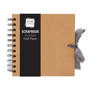 Scrapbook Kraft Paper 50 Sheets Small Photo Album Book Spiral Bound Ribbon Tie - Picture 1 of 16