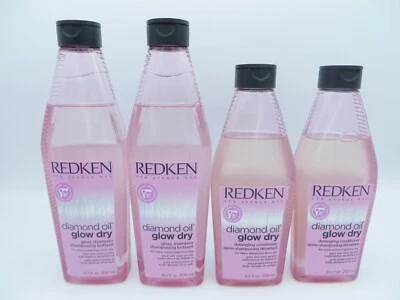 REDKEN DIAMOND OIL GLOW DRY SHAMPOO 10.1 OZ/ CONDITIONER 8.5 OZ  (4 Bottles) - Image 1 of 2