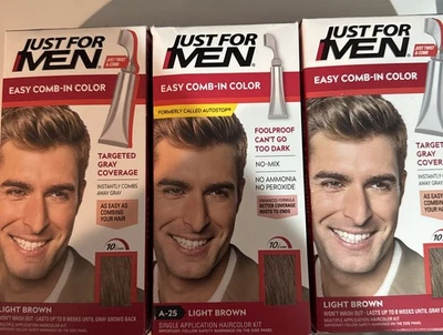 Paquete de 3 colores de cabello fáciles de peinar solo para hombre, marrón claro, A-25 Foto 1 de 2