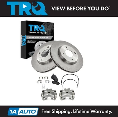 Kit de pastillas de freno delanteras y rotor de cerámica TRQ para Nissan Sentra 2007-2012 Foto 1 de 4