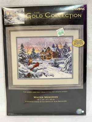 WINTER MEMORIES Dimensions Gold Collection 35155 Cross Stitch Kit Birds Snow NEW - Image 1 of 4