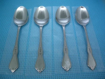 Oneida Profile USA Stainless MORNING BLOSSOM Set of 4 NEW Soup Spoons 7" - Image 1 of 4
