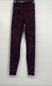 Lululemon Womens Burgundy Black Abstract Elastic Waist Ankle Leggings Size 2 - Picture 1 of 6