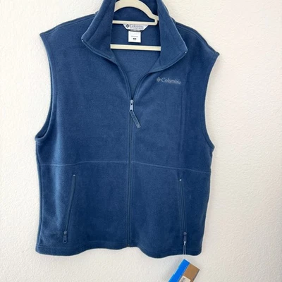 Chaleco Columbia Hombres Cathedral Peak Talla L Vellón Cremallera Completa Informal Exterior Invierno Azul Foto 1 de 4