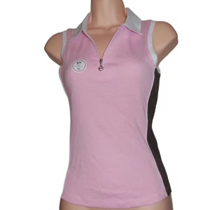 GK Elite Ropa Deportiva Rosa, Blanco y Marrón Corte Atlético Tejido Top Cremallera Frontal Talla S - Imagen 1 de 6