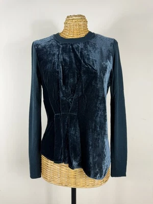 Jigsaw Dark Teal Green Velvety Wool Blend Lightweight Jumper Top Size XS - Image 1 of 4