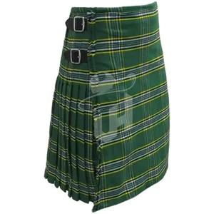 Falda escocesa de tartán verde irlandés de 8 yardas para hombre - hecha a mano, tradicional, ajuste personalizado - Imagen 1 de 3
