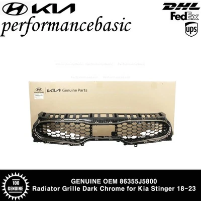 GENUINA OEM 86355J5800 rejilla radiador cromo oscuro para Kia Stinger 18-23 Foto 1 de 3