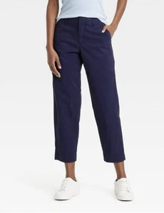 Women's A New Day Size 6 Navy Blue High Rise Tapered Ankle Chino Pants Relaxed - Picture 1 of 9