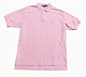 Ralph Lauren Polo Shirt Mens XL Tall Pink Blue Pony Collared - Picture 1 of 5