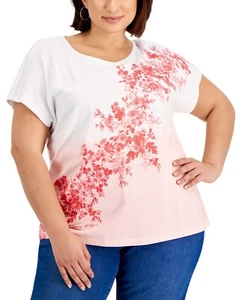 Tommy Hilfiger Women’s 1X Floral Print Boat Neck Tee T-Shirt Shirt - Picture 1 of 3