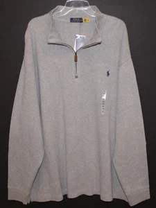 Suéter Polo Ralph Lauren Para Hombres Gris 1/2 Cremallera Algodón Nuevo con Etiquetas $98 Talla XXL 2XL - Imagen 1 de 4