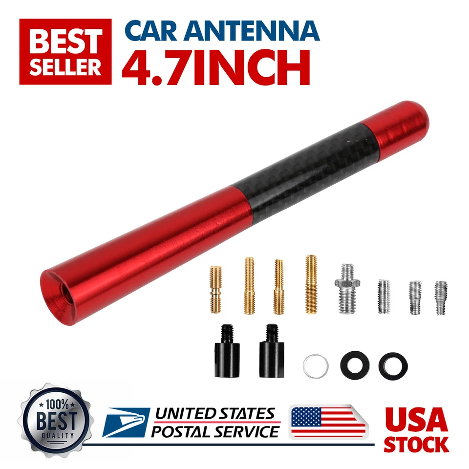Para Ford Mustang 2015-2024 Antena Coche Aluminio 4.7" Rojo Kit Tornillo Universal Foto 1 de 4