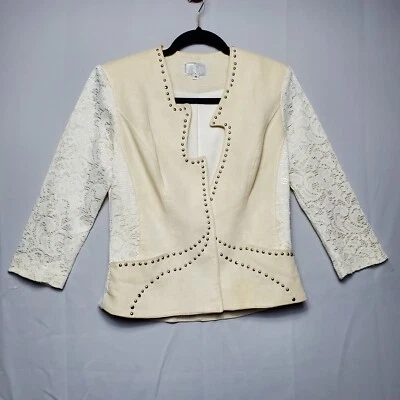 alberto makali Blazer Women's Ligtning Studded Metallic Linen Long Sleeve Sz 8 - Image 1 of 4