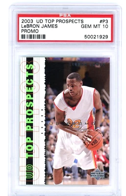LEBRON JAMES 2003 UD TOP PROSPECTS ROOKIE CARD PROMO #P3 PSA 10 GEM MINT LOW POP - Image 1 of 2