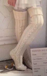 Over The Knee Socks ( shoe size child 12 to adult 5 ) Knitting Pattern - Picture 1 of 1