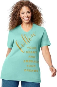 Just My Size Women's Plus Printed Short-Sleeve 3X, Fllowyourheart Dreams  - Picture 1 of 1
