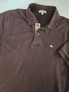 Burberry London Men's Short Sleeve Nova Check Cotton Brown Polo Shirt Small - Picture 1 of 8