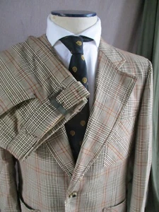 Traje vintage Dale Alan Hollywood beige salvaje marrón geométrico poliéster 41R - Imagen 1 de 12