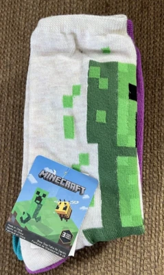 Minecraft kids socks crew pack of 3 size 9-11 New! Mojang studios - Image 1 of 4