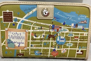 Cartera a Presión Spartina 449 Historic Savannah Georgia Mapa Rara Nueva - Imagen 1 de 5