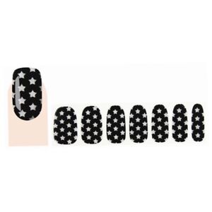 GLAM UP - Stickers Vernis Adhésifs ongles - Noirs Etoiles Blanches