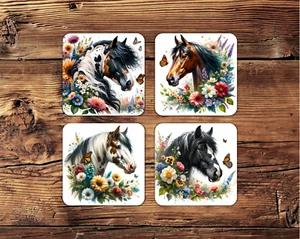 4 Caballos, Posavasos Flores, 4x4", 4mm Grosor, Neopreno, Antideslizante, Resistente, (4sq38) - Imagen 1 de 1