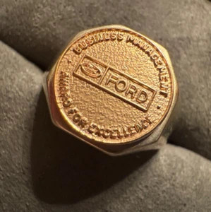 Vintage 10K FORD Business Management Reward Pin on New Sterling Signet Ring - Bild 1 von 3