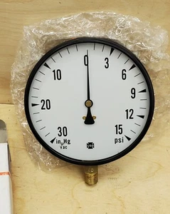 US Gauge AMETEK 4-1/2" Vacuum Pressure Gauge 30-0-15 with 1/4" NPT Base Fitting - Picture 1 of 2